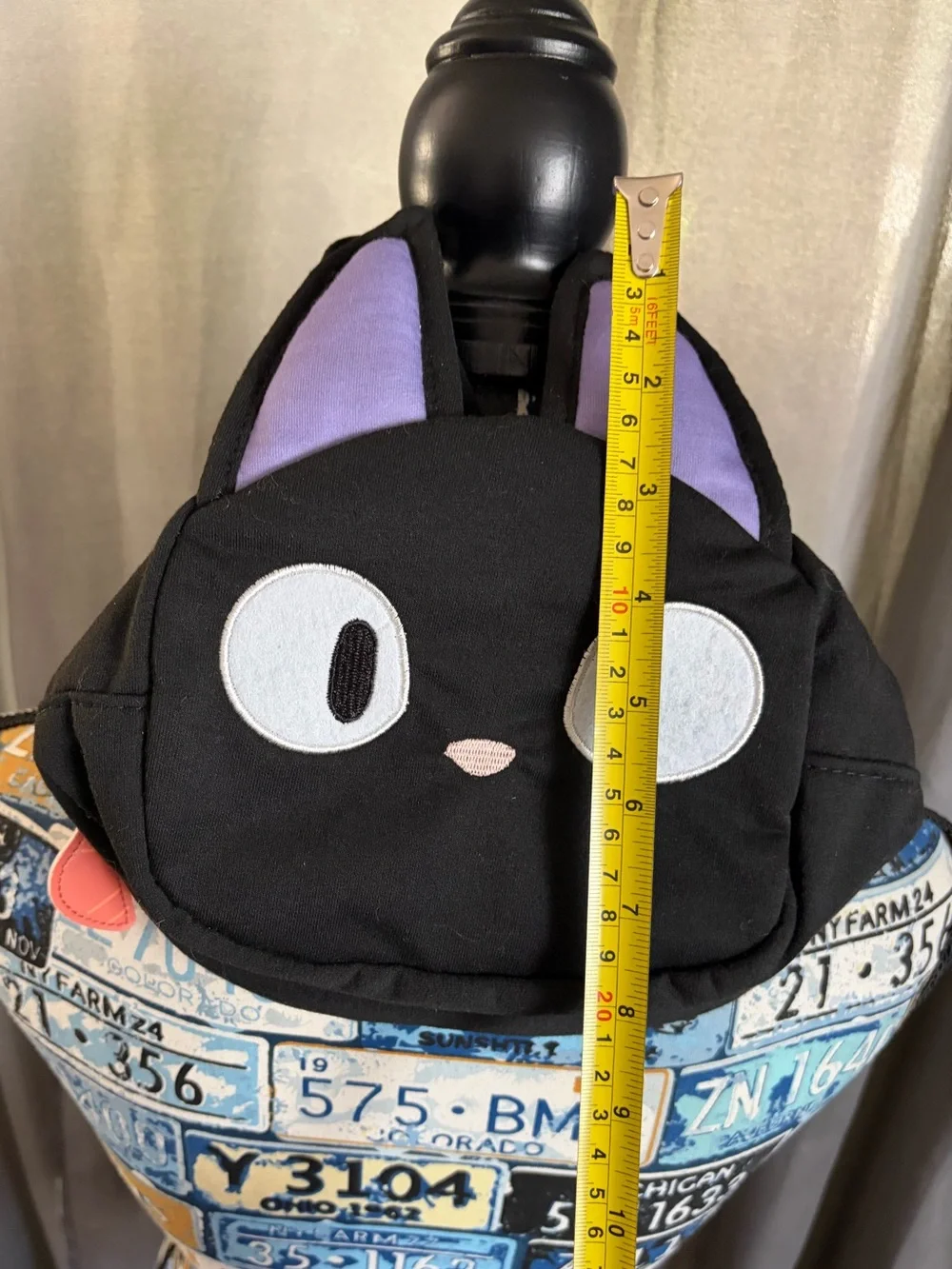 Kiki's Delivery Service Mini Die Cut Black Hand Bag with Zip Closure - Jiji Cat
